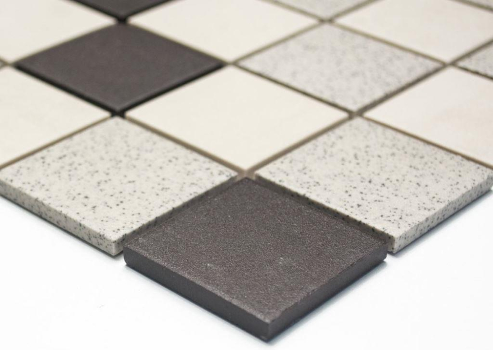 Mosaik Fliese Keramik cream hellbeige grau unglasiert 16-2011