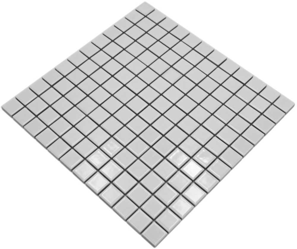 Mosaik Weissoptik Keramik weiss glaenzend - 10 Mosaikblaetter