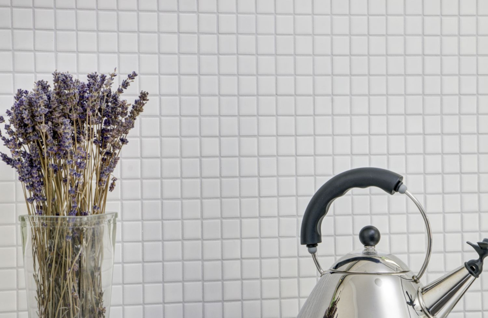 Keramikmosaik Mosaikmatte weiß matt Küchenfliese Badezimmer 18D-0111