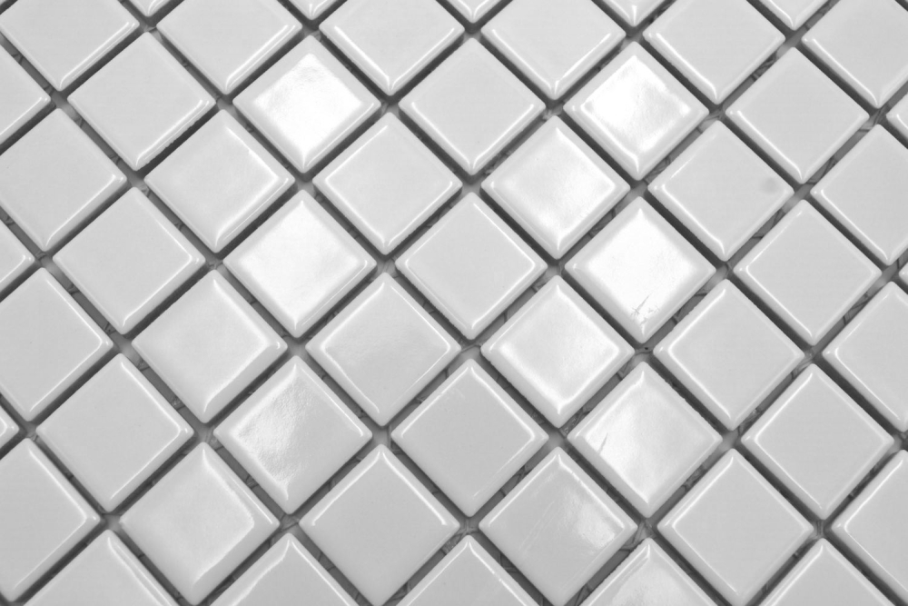 Mosaik Weissoptik Keramik weiss glaenzend - 10 Mosaikblaetter