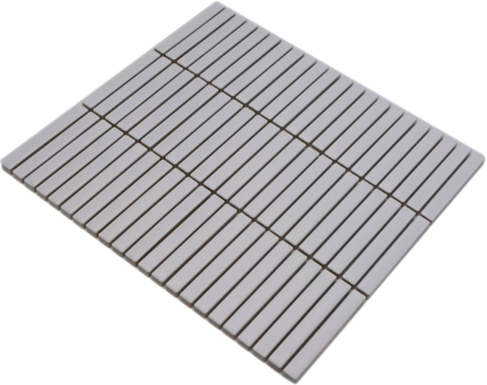 Mosaique Rectangle uni blanc mat Ceramique aspect bambou