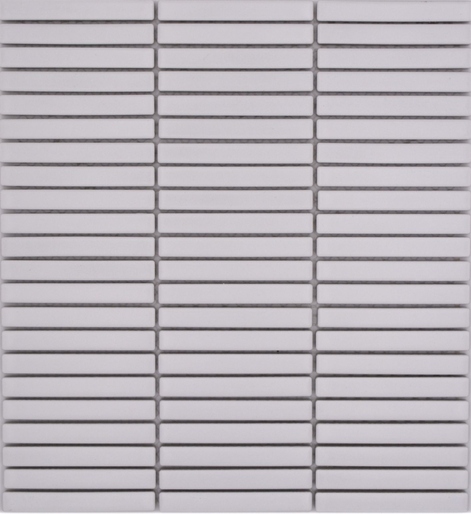 Mosaique Rectangle uni blanc mat Ceramique aspect bambou