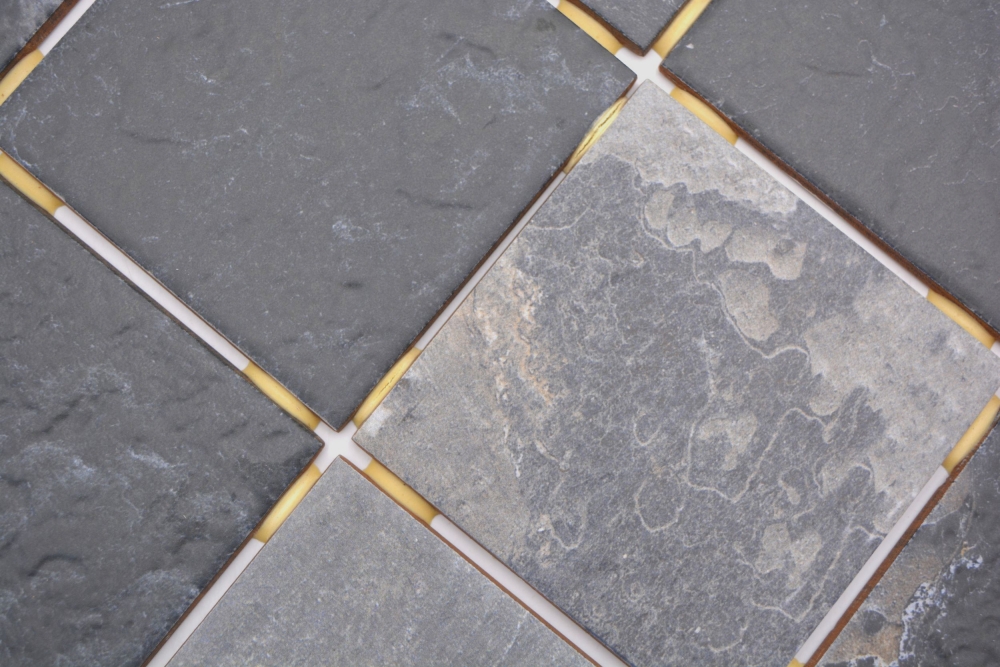 Mosaico ceramico grigio antracite nero opaco effetto pietra Piastrella 22-BH493