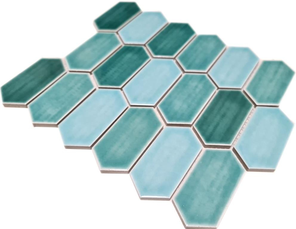 Mosaikfliese Hexagon CG CH475 - türkis grün pastell - 1 Mosaikmatte