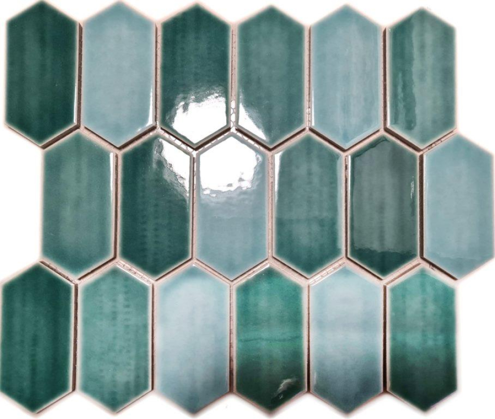 Mosaikfliese Hexagon CG CH475 - türkis grün pastell - 1 Mosaikmatte