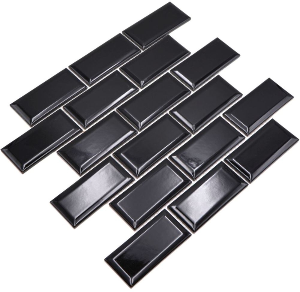 Mosaico Metro uni negro ceramica metro look brillante