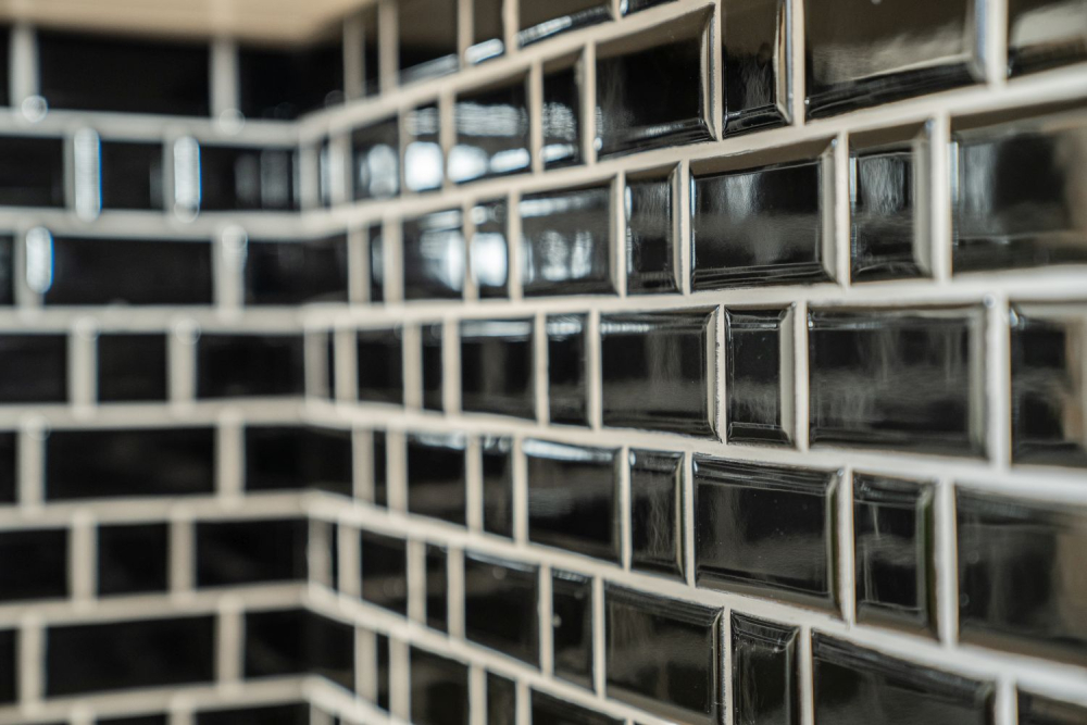 Mosaico metro uni negro mezcla ceramica metro look brillante