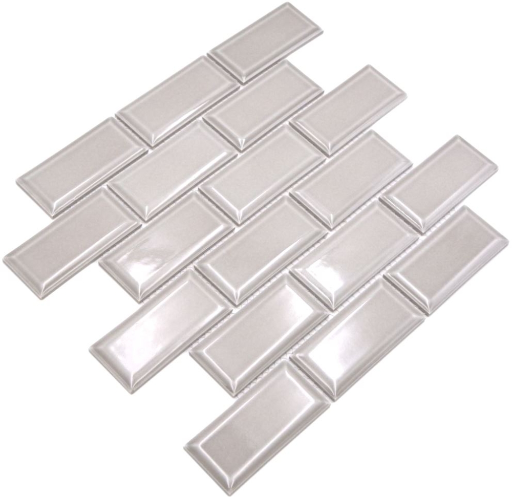Mosaico metro uni piedra gris ceramica metro look gris brillante