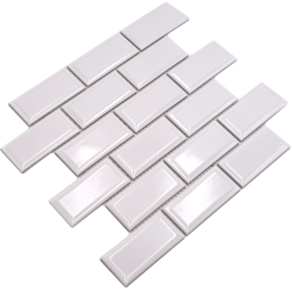 Mosaico metro uni bianco in ceramica metro look lucido