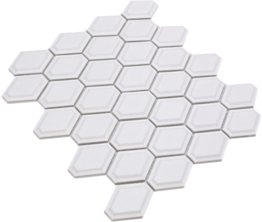 Mosaico diamante metro blanco mate ceramica metro look