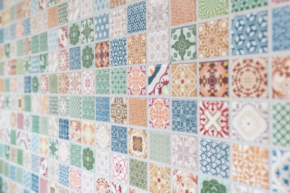 Mosaico cuadrado mezcla ceramica retro aspecto retro multicolor multicolor mate