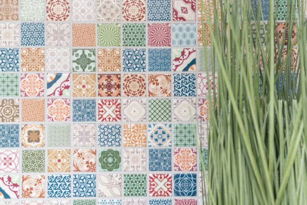Mosaico cuadrado mezcla ceramica retro aspecto retro multicolor multicolor mate