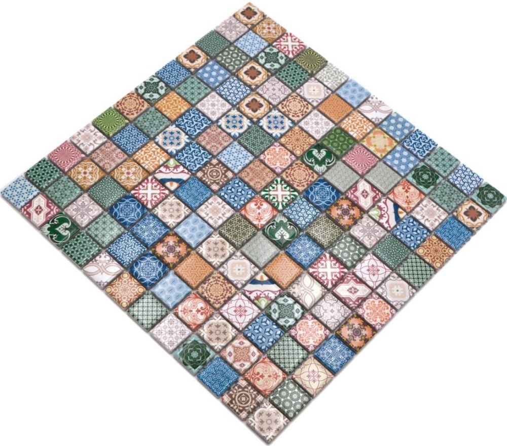 Mosaico cuadrado mezcla ceramica retro aspecto retro multicolor multicolor mate