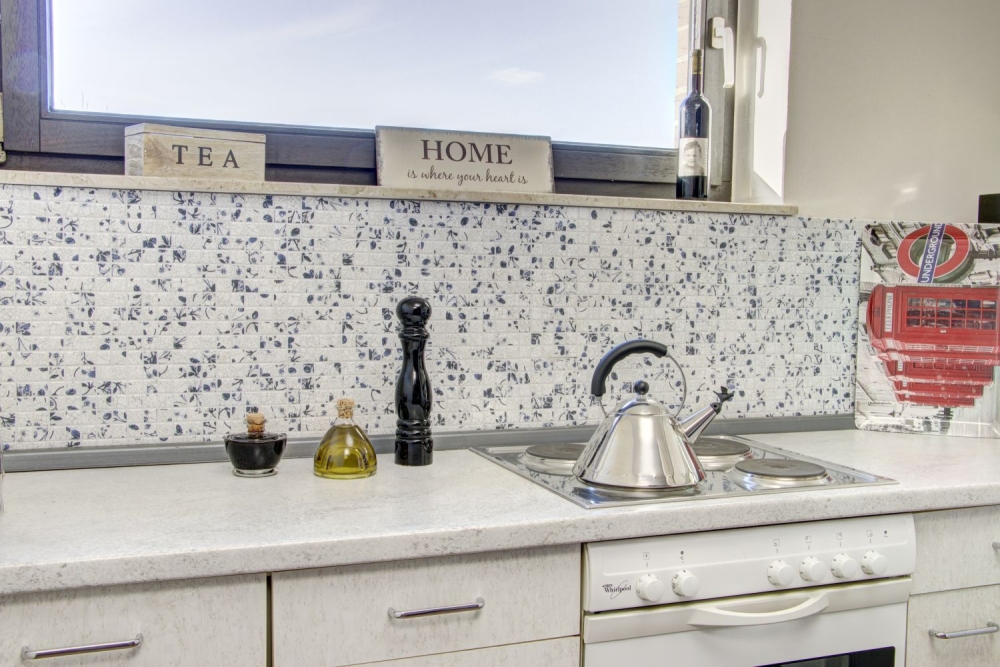 Mosaico cuadrado Fresa ceramica Delft look mezcla blanco azul brillante