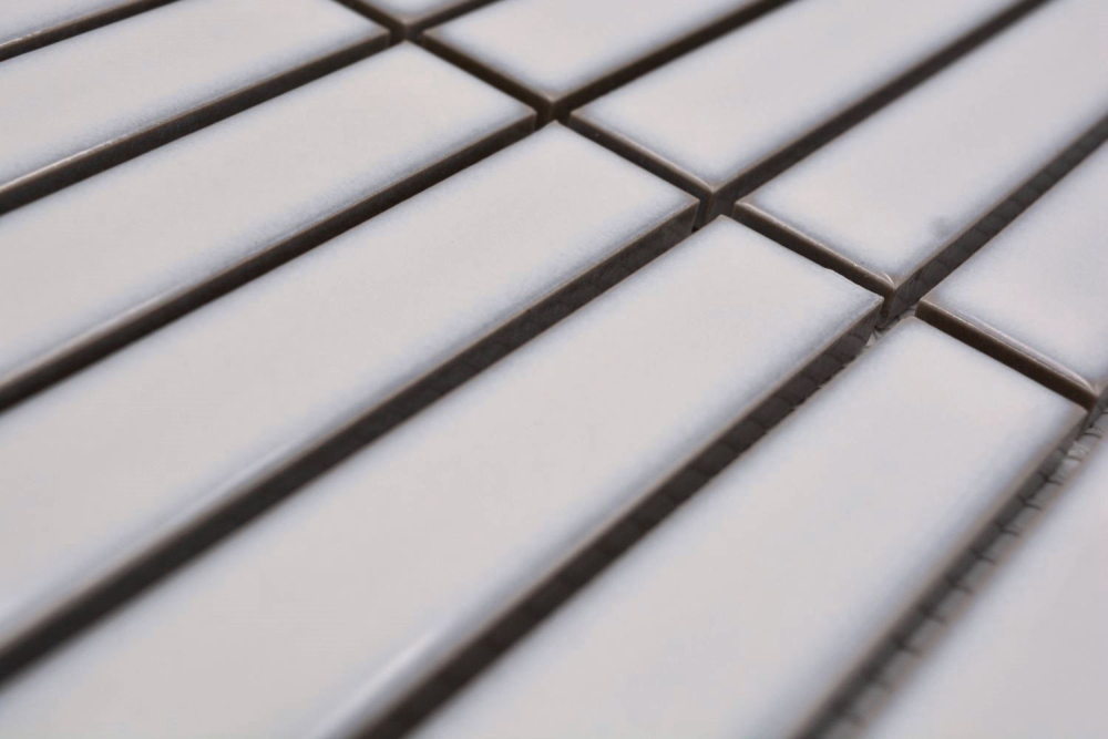 Mosaik Stäbchen uni altweiß glänzend Keramik Stäbchenoptik