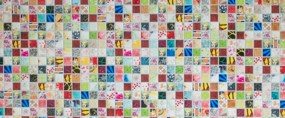 Mosaico cuadrado mezcla Star ceramica aspecto retro multicolor multicolor brillante