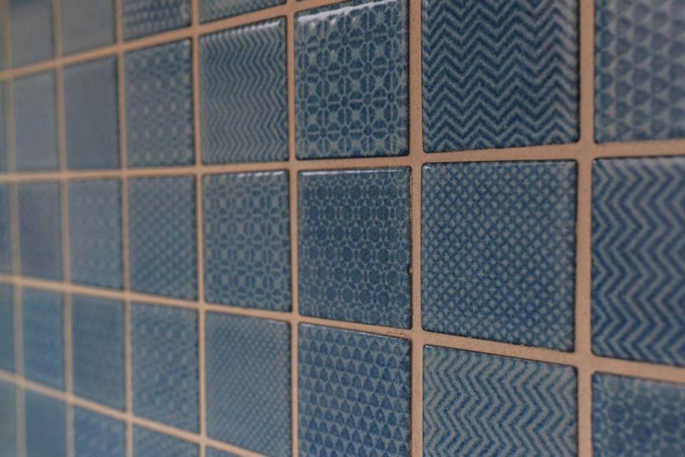 Mosaique Carre Celadon Heritage Cobalt Ceramique retro bleu brillant