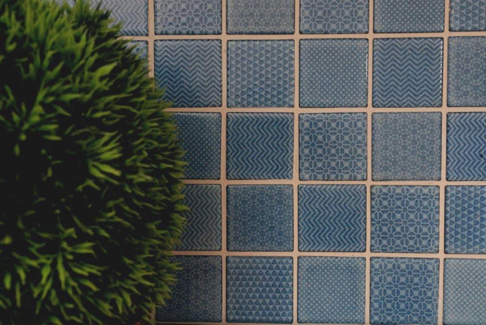 Mosaique Carre Celadon Heritage Cobalt Ceramique retro bleu brillant