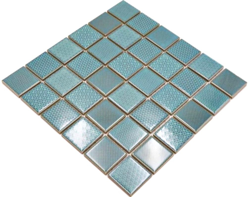 Mosaico cuadrado Celadon Heritage Esmeralda ceramica retro look verde brillante