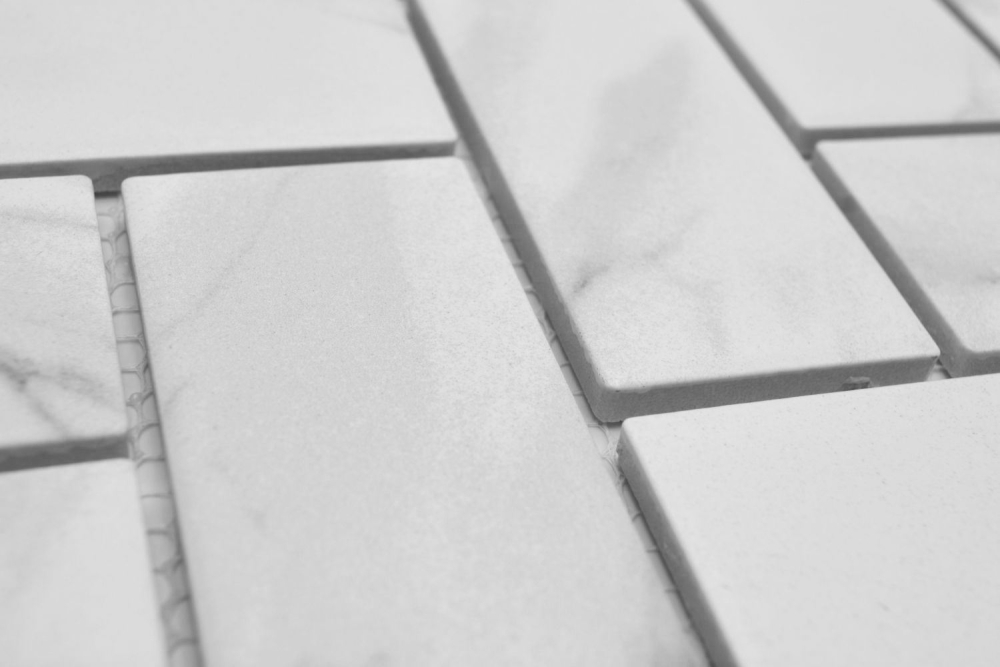 Mosaik Steinoptik Keramik weiss matt - 10 Mosaikblaetter