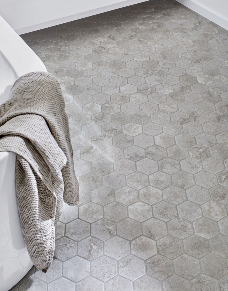 Mosaique Hexagon Ciment mix Ceramique aspect ciment gris mat