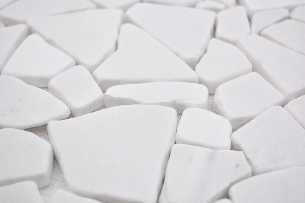 Mosaique Bruch Ciot uni blanc marbre aspect Bruch mat