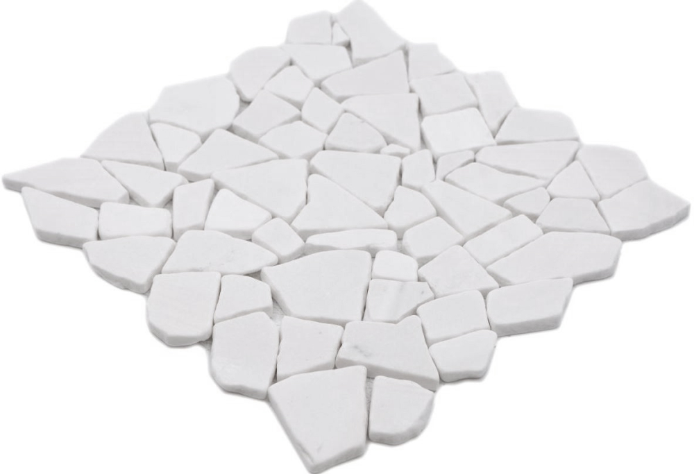 Mosaique Bruch Ciot uni blanc marbre aspect Bruch mat