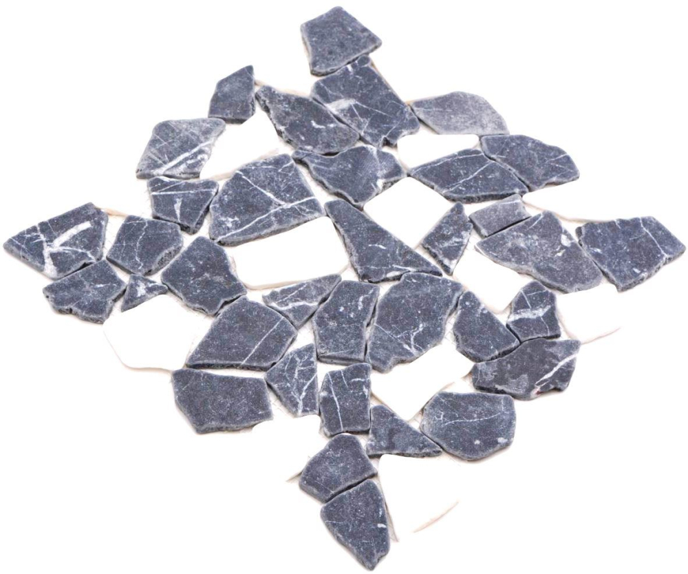 Mosaique Bruch Ciot mix Nero Bianco Marbre optique Bruch blanc noir mat