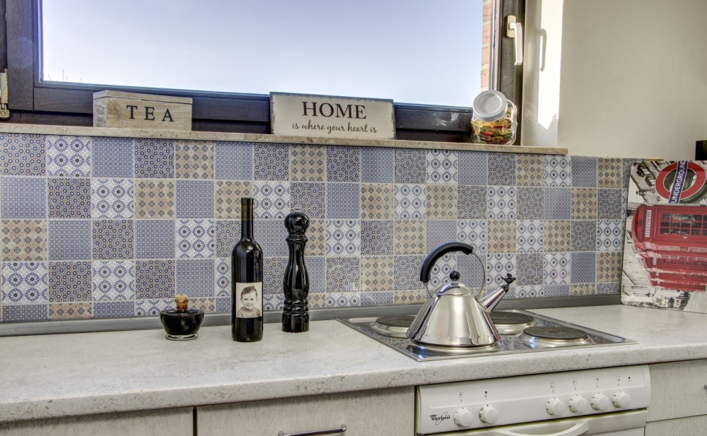 Mosaique Carre Classico mix Ceramique retro blanc bleu orange gris brillant
