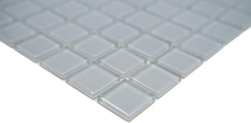 Mosaik Fliese Transluzent grau Glasmosaik Crystal hellgrau 60-0204 - 10 Matten
