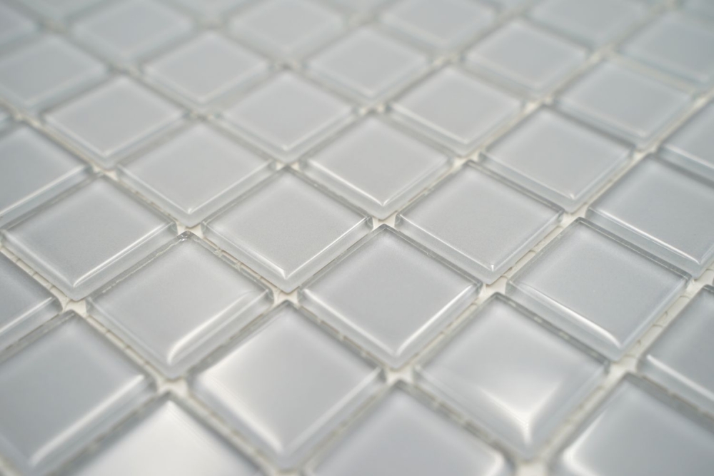 Mosaik Fliese Transluzent grau Glasmosaik Crystal hellgrau 60-0204 - 10 Matten