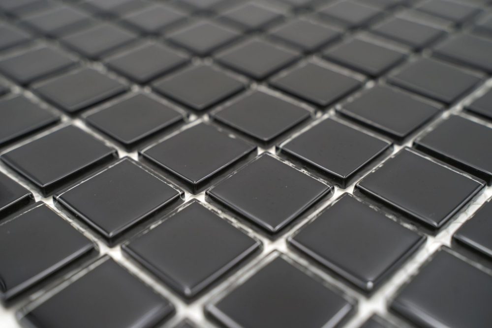 Mosaique de verre noir brillant miroir carrelage mur salle de bain - 60-0304