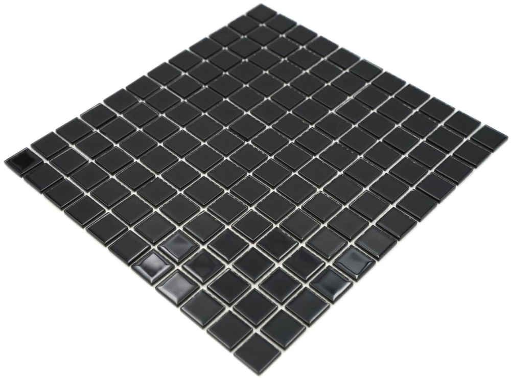 Mosaique de verre noir brillant miroir carrelage mur salle de bain - 60-0304