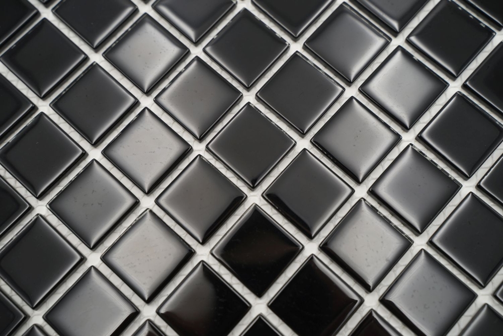 Mosaique de verre noir brillant miroir carrelage mur salle de bain - 60-0304