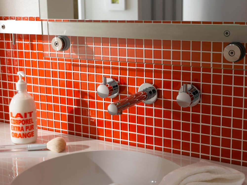 Mosaico de vidrio rojo fuego revestimiento bano azulejo cocina backsplash - 60-0904