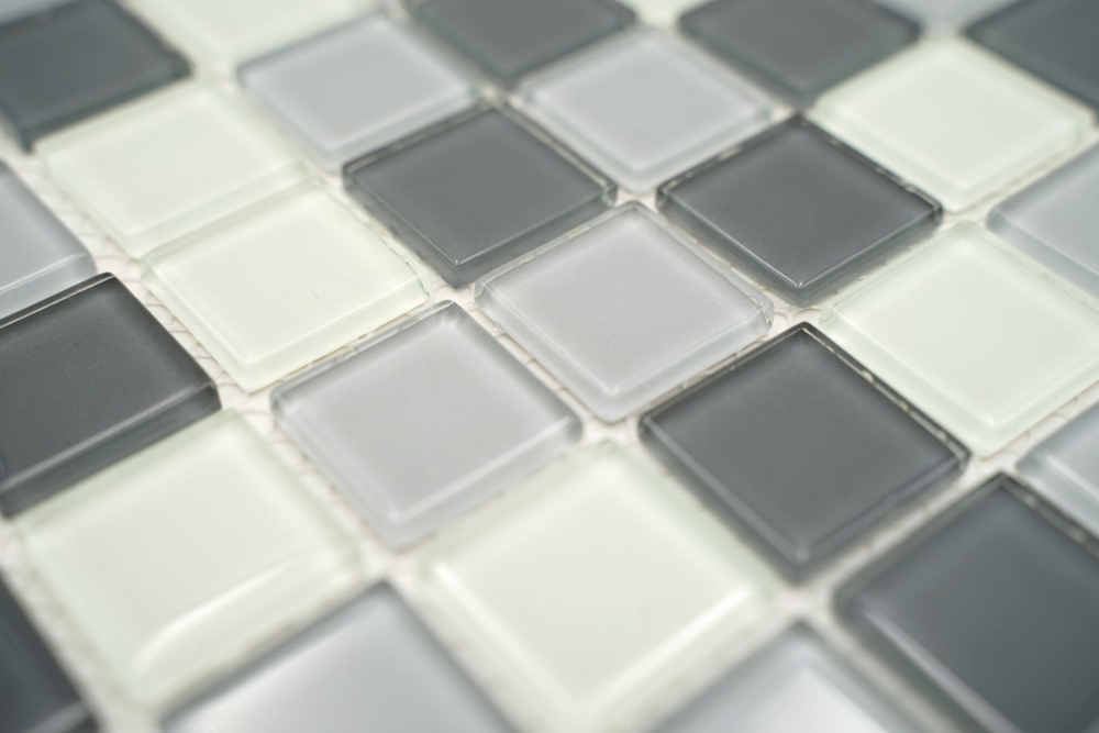Mosaico de vidrio gris blanco antracita piscina mosaico piscina mosaico cuarto de bano WC - 62-0204