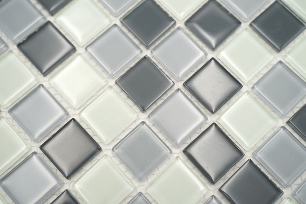 Mosaik Transluzent Crystal mix grau glaenzend - 10 Mosaikblaetter