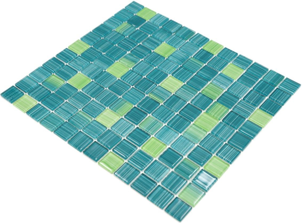 Carreaux de mosaique Mosaique de verre Vert clair Vert petrole Carre Crystal