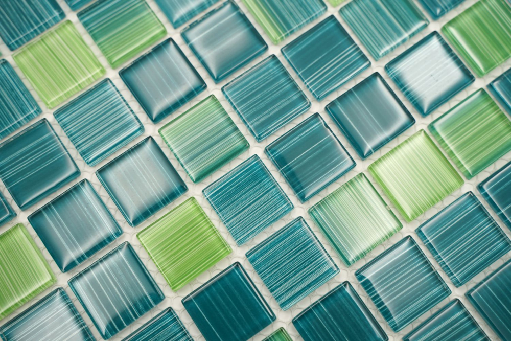 Carreaux de mosaique Mosaique de verre Vert clair Vert petrole Carre Crystal