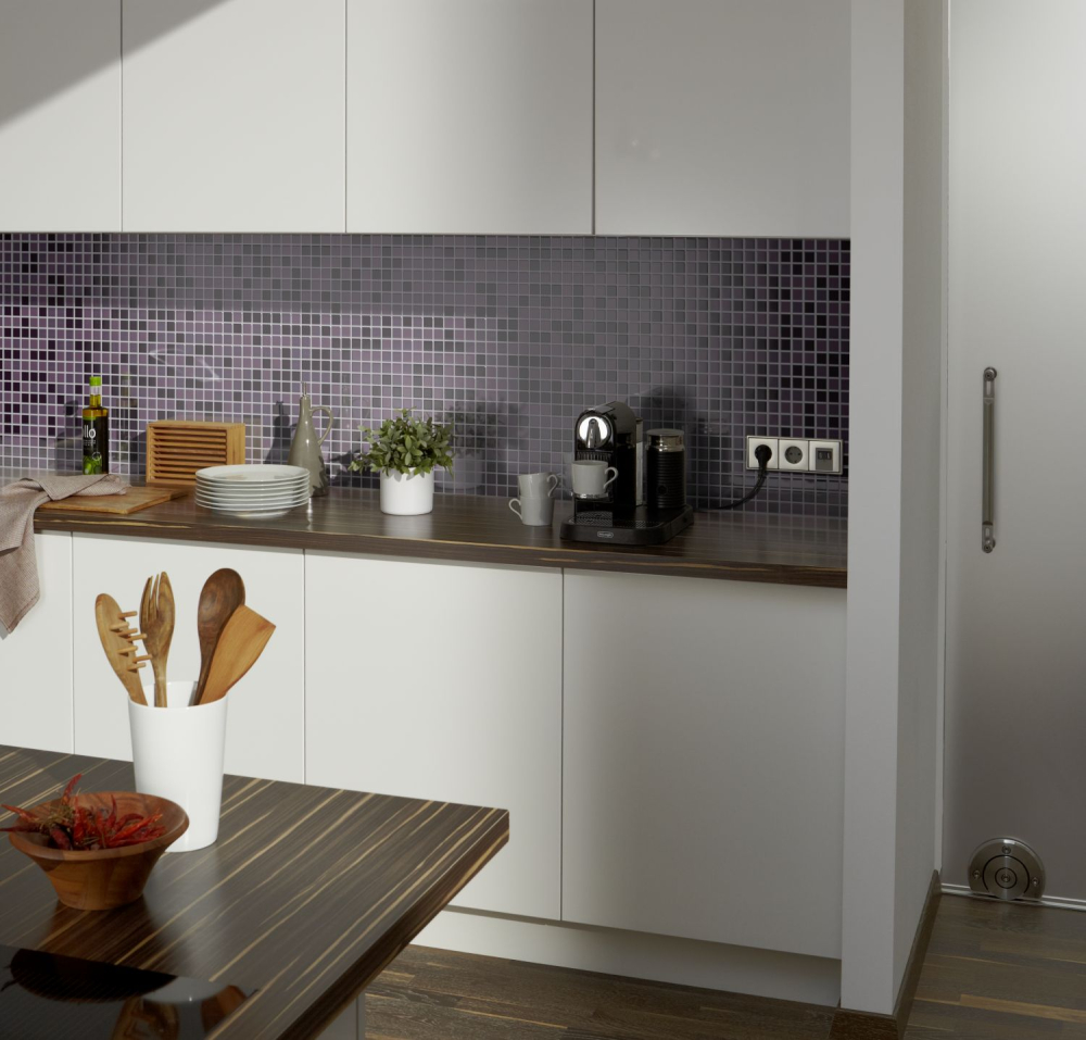 Tessere di mosaico di vetro lilla prugna quadrato Crystal Mix