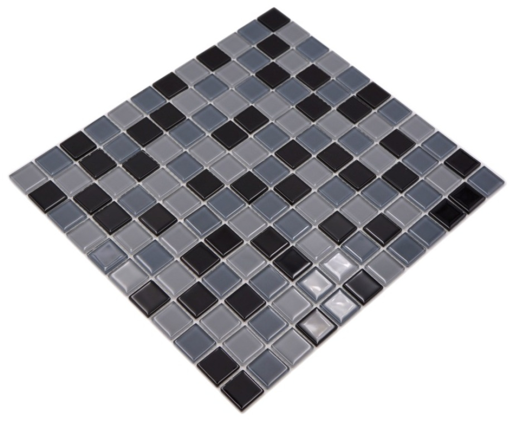 Carreaux de mosaique Mosaique de verre Noir gris clair Anthracite Carre Crystal
