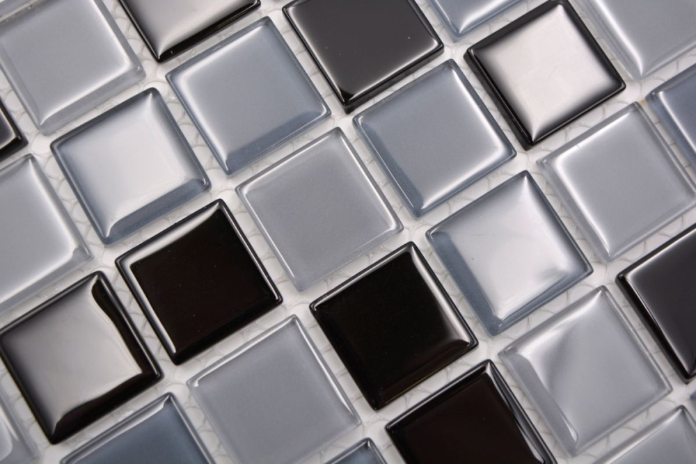 Carreaux de mosaique Mosaique de verre Noir gris clair Anthracite Carre Crystal