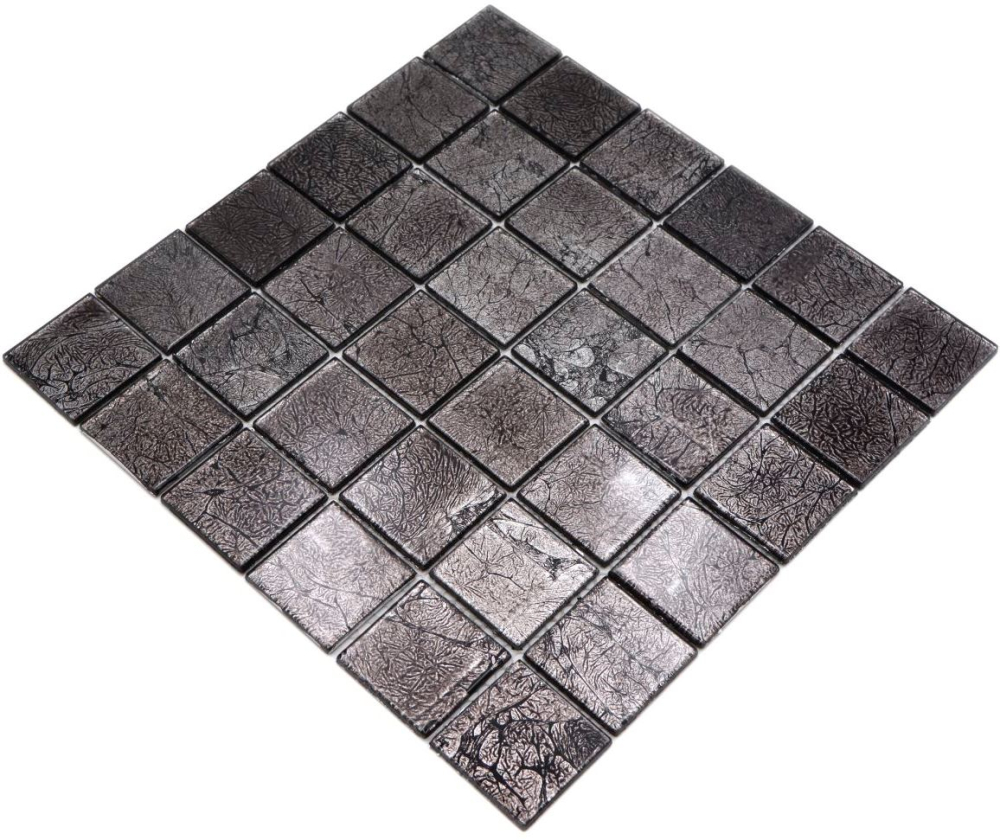 Glasmosaik Fliese Schwarz Anthrazit Struktur Fliesenspiegel Wandfliese Küchenfliese - 126-CM4BL22