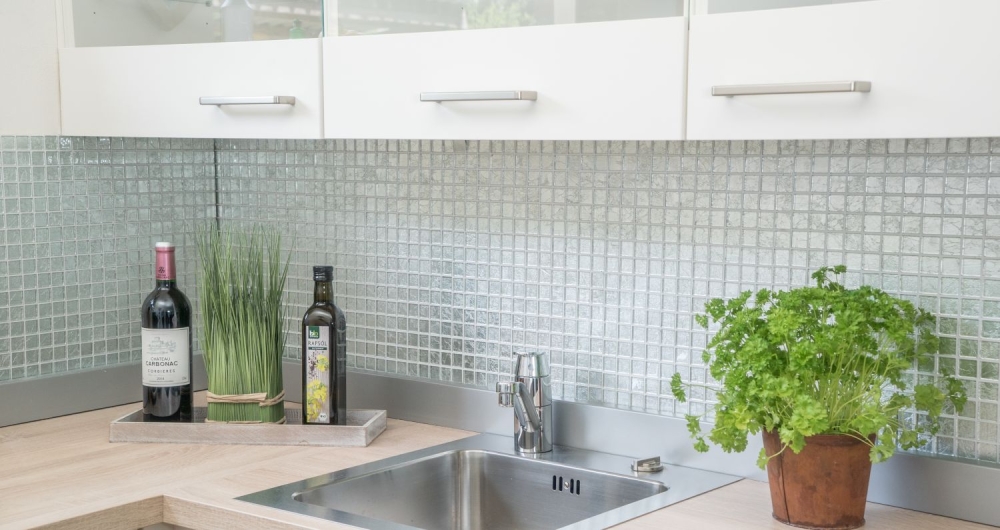 Mosaik Fliese Glasmosaik Silber Struktur Wandverkleidung Küche Bad WC - 68-4SB11