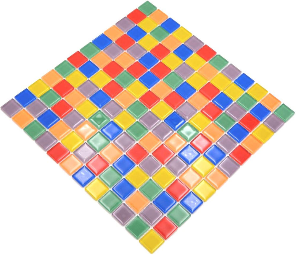 Mosaikfliesen Glasmosaik Bunt Multicolor Rainbow Quadrat Crystal