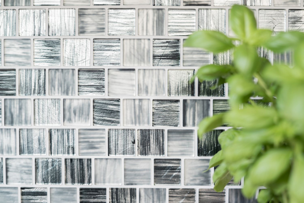 Carreaux de mosaique Mosaique de verre Assemblage de murs gris Anthracite givre Verre laiteux Carre Crystal Structure