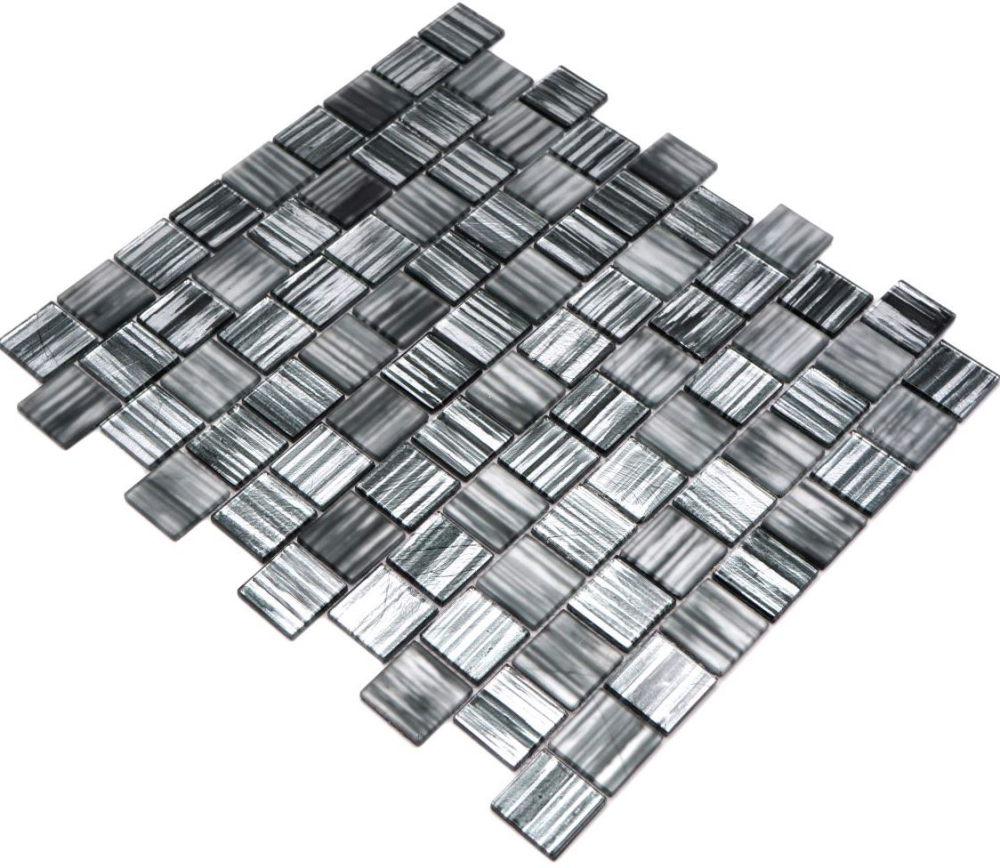 Carreaux de mosaique Mosaique de verre Assemblage de murs gris Anthracite givre Verre laiteux Carre Crystal Structure