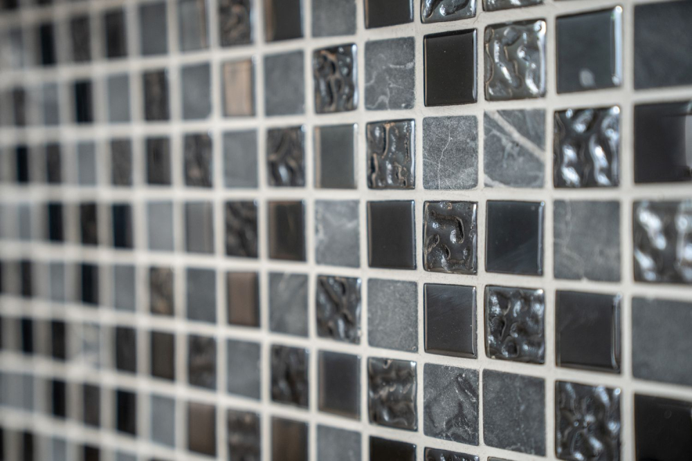 Mosaique Carre Mosaique de verre Pierre mix gris noir Mix translucide brillant