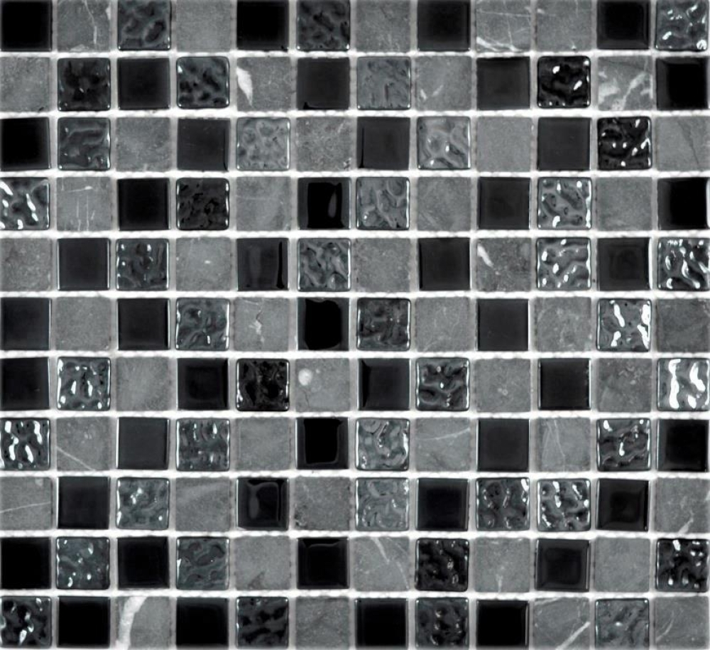Mosaico mezcla piedra translucida gris negro brillante - 10 hojas de mosaico