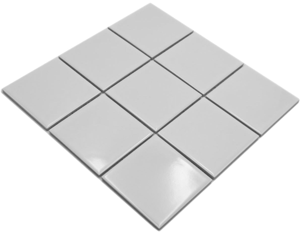 Mosaik Quadrat uni weiß glänzend Keramik Weißoptik